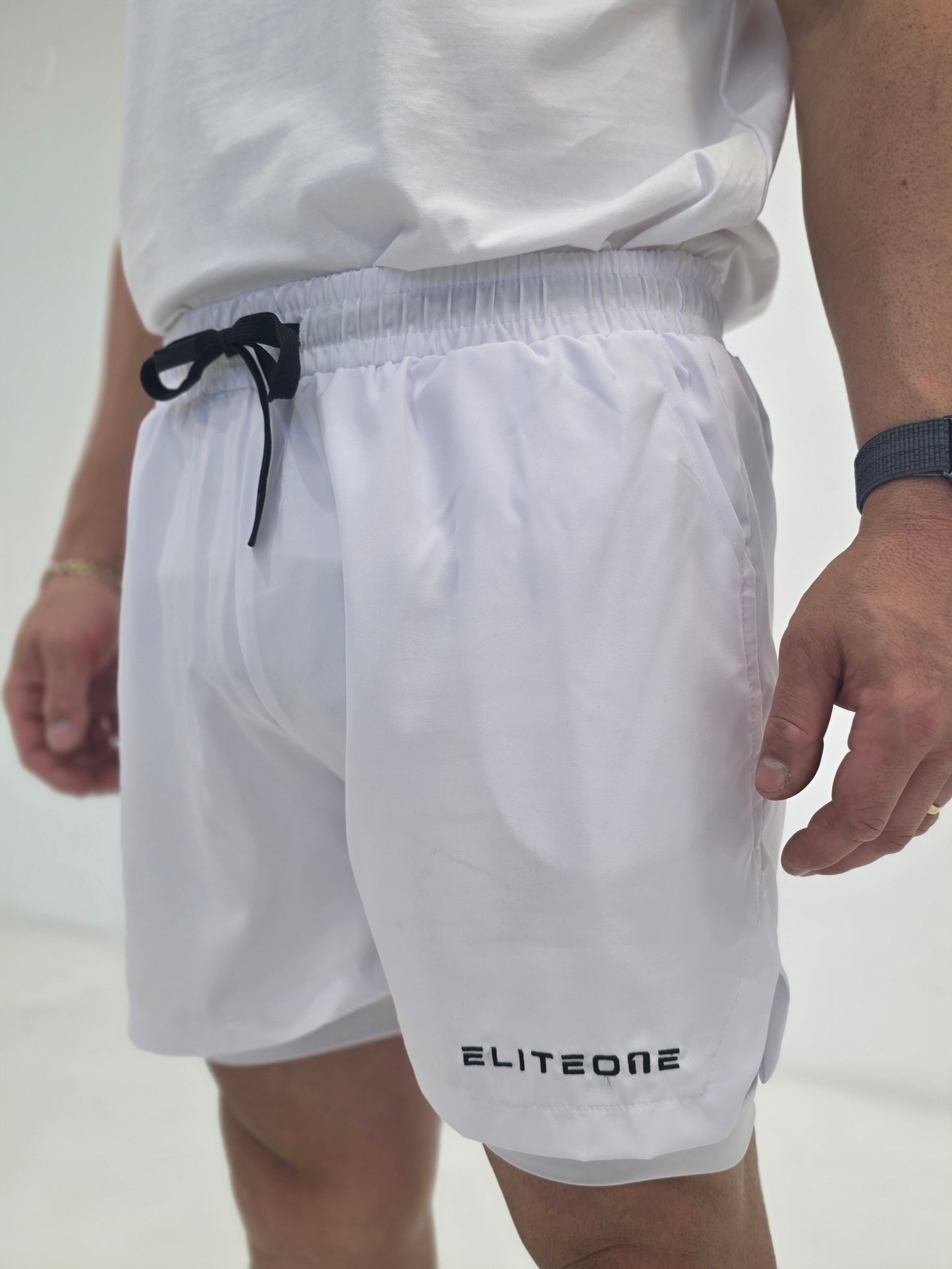 Mens white active shorts