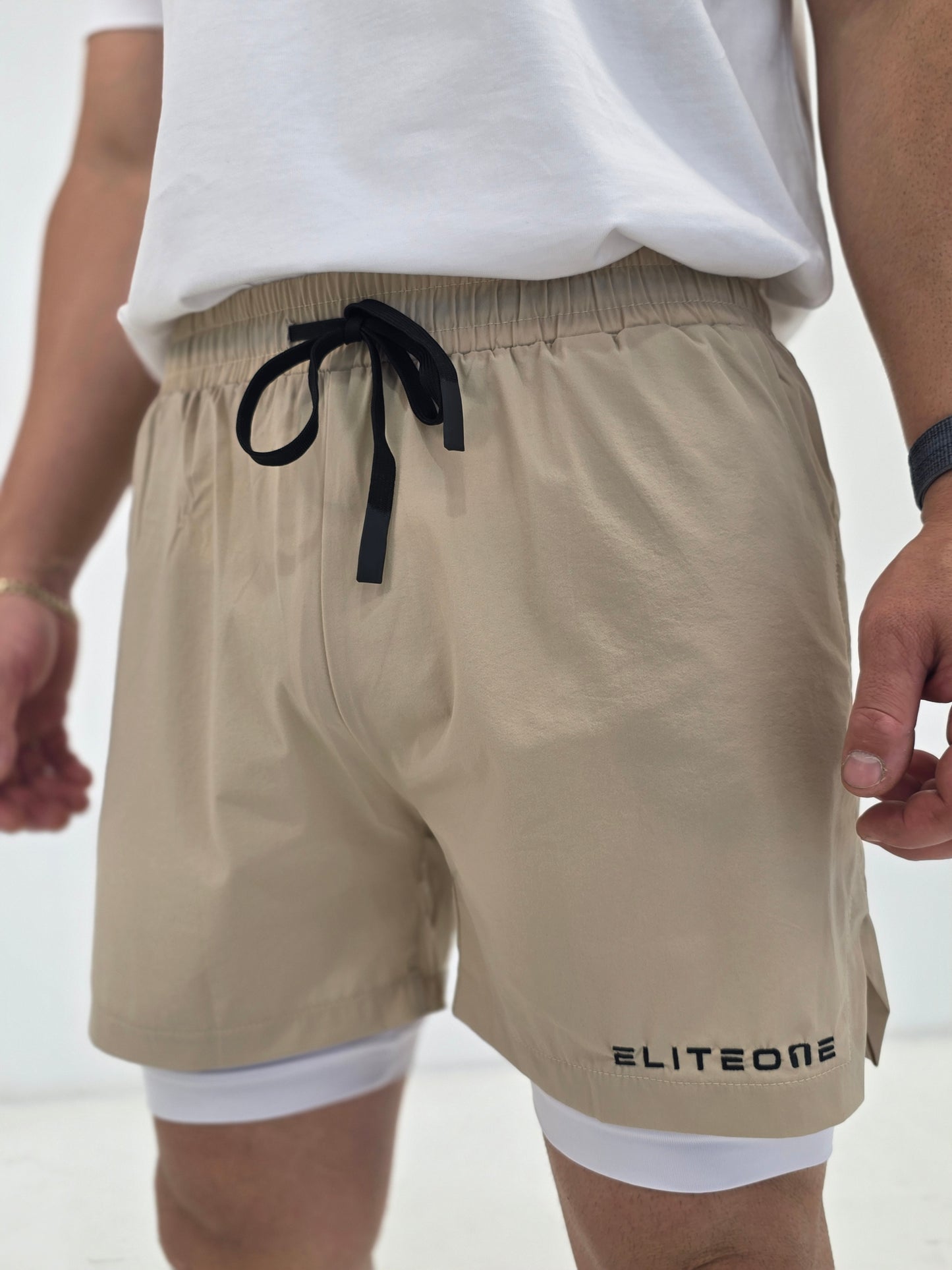 Mens khaki active shorts