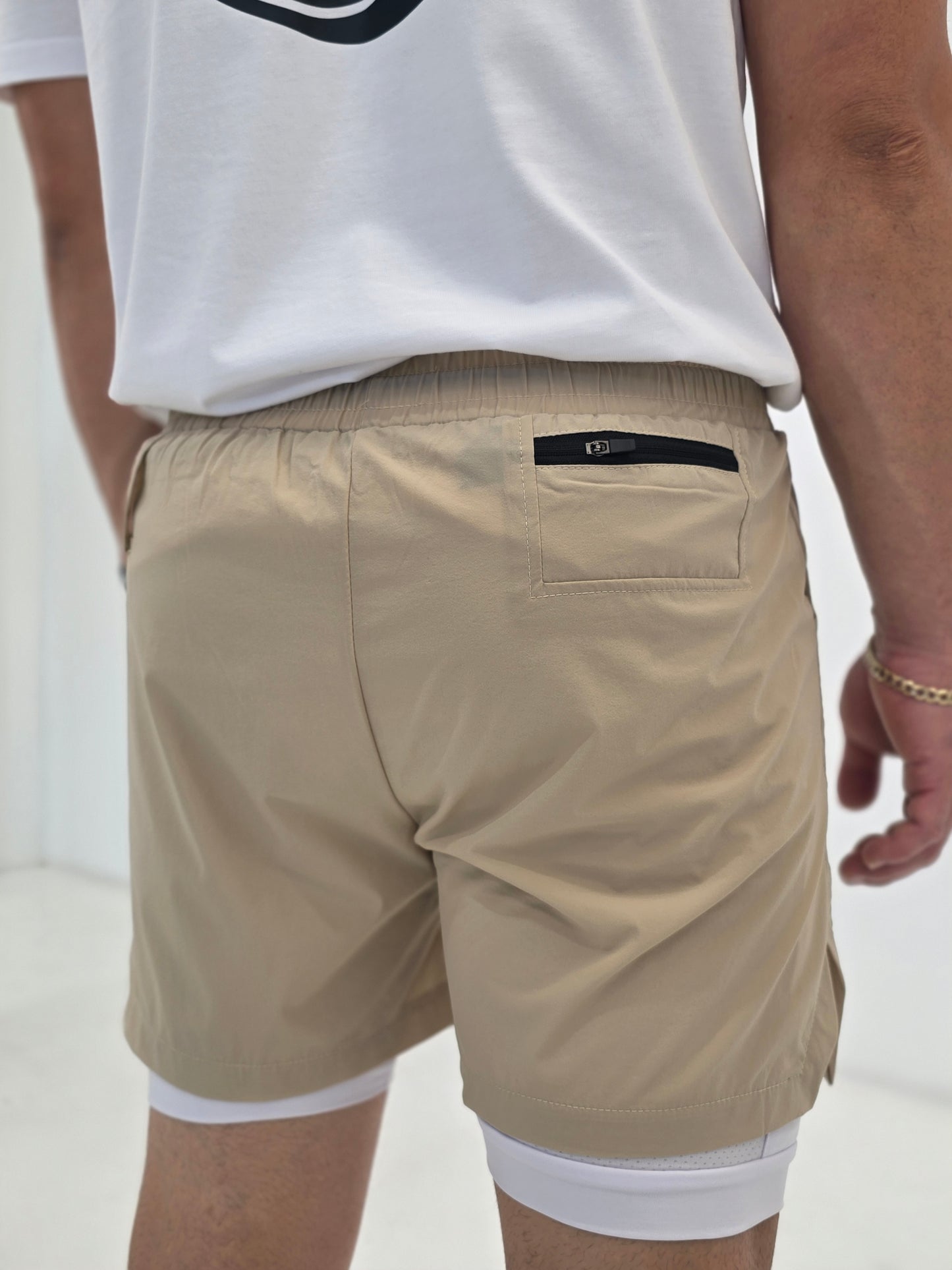 Mens khaki active shorts