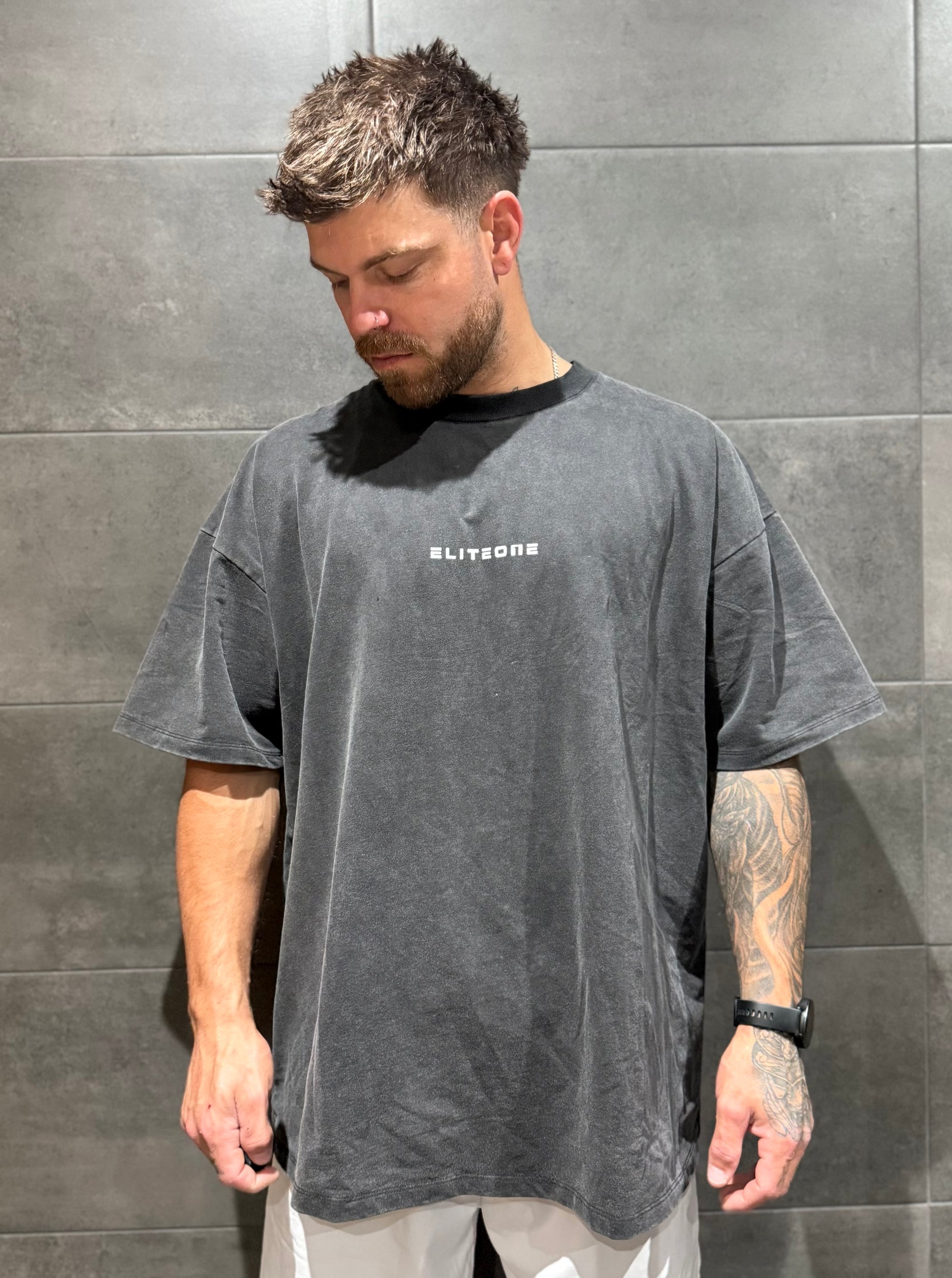 Unisex Washed Black Oversized Tee