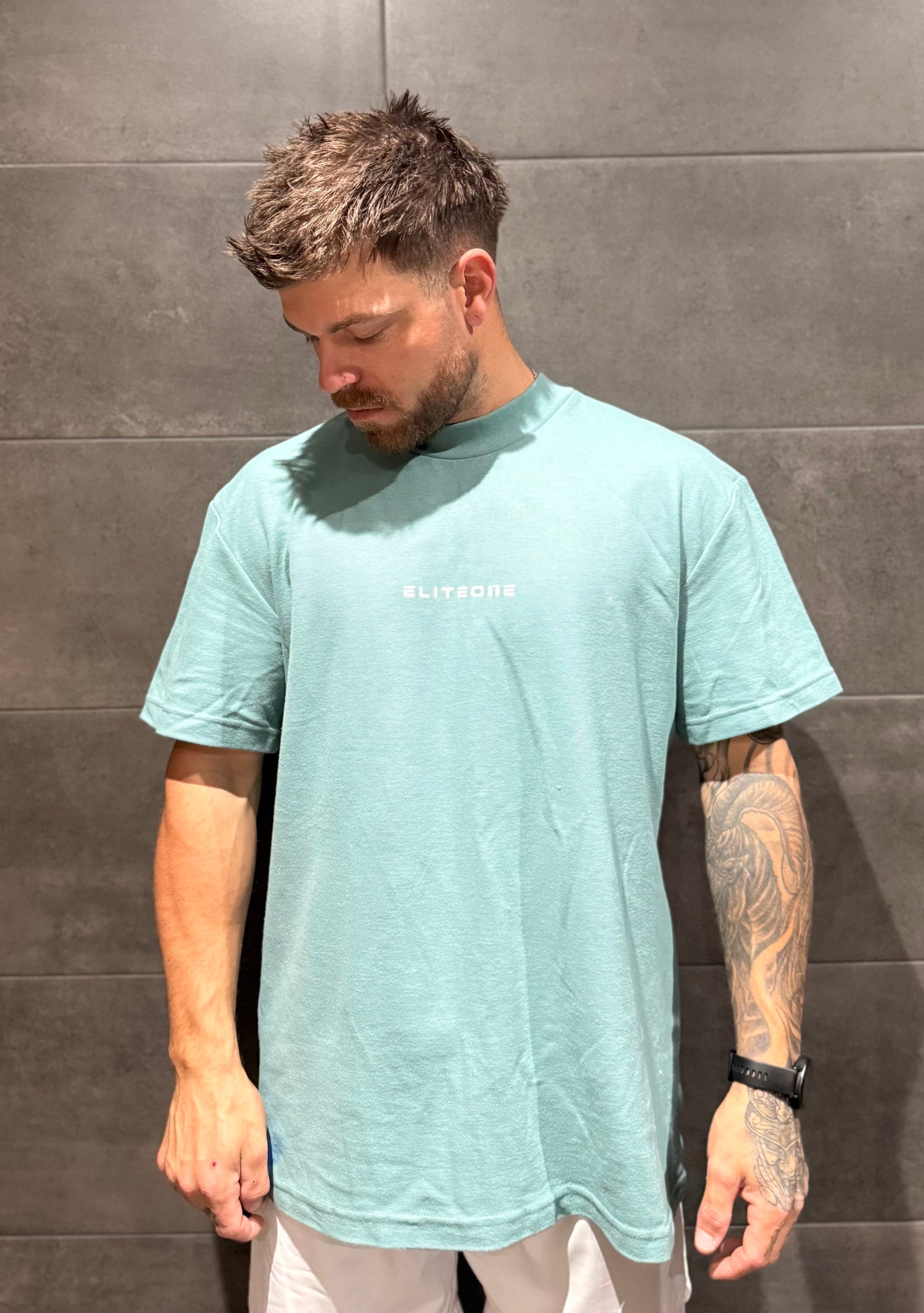 Unisex Teal Mockneck Tee