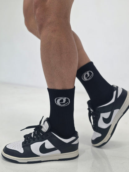 Black E logo socks