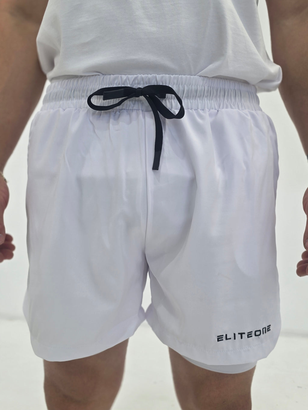 Mens white active shorts